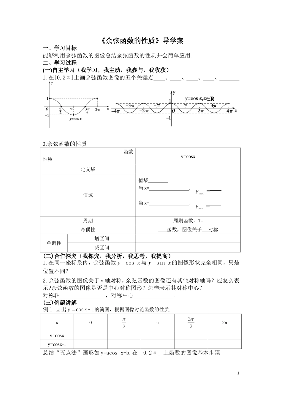 6.2余弦函数性质_第1页