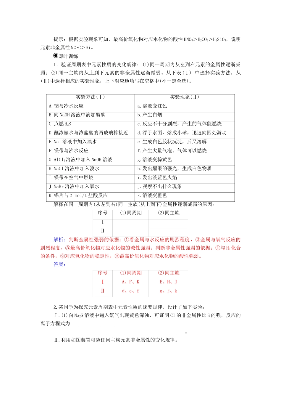 高中化学 第1章 原子结构与元素周期律章末系统总结 鲁科版必修2-鲁科版高一必修2化学试题_第2页