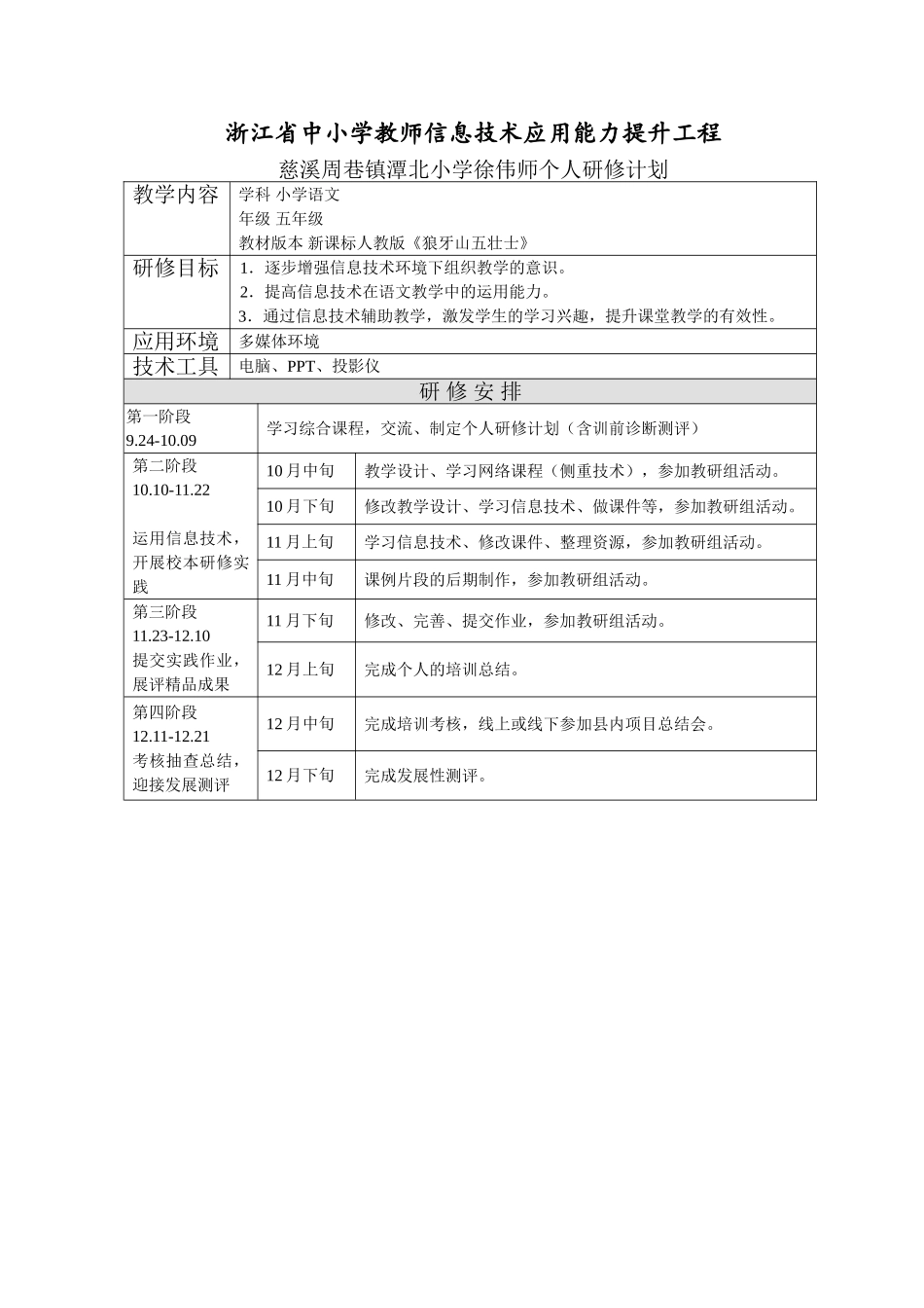 徐伟师个人研修计划_第1页