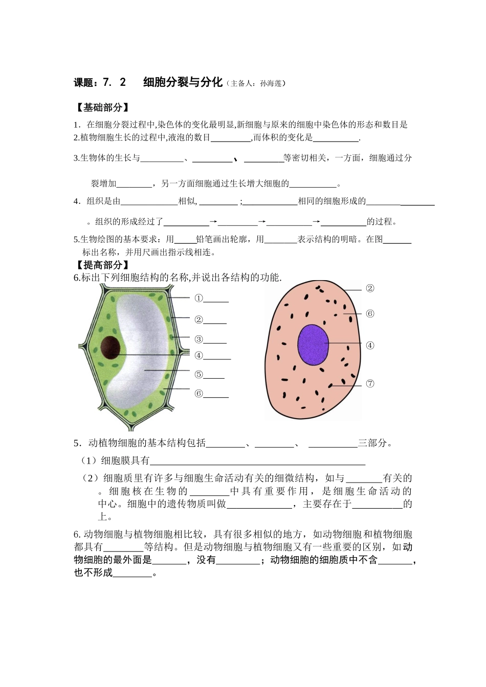 第2节细胞的分裂和分化_第1页