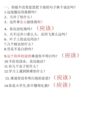 句式--反问句改陈述句