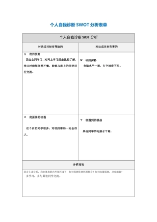第一步骤所需文档：个人自我诊断SWOT分析表[1]