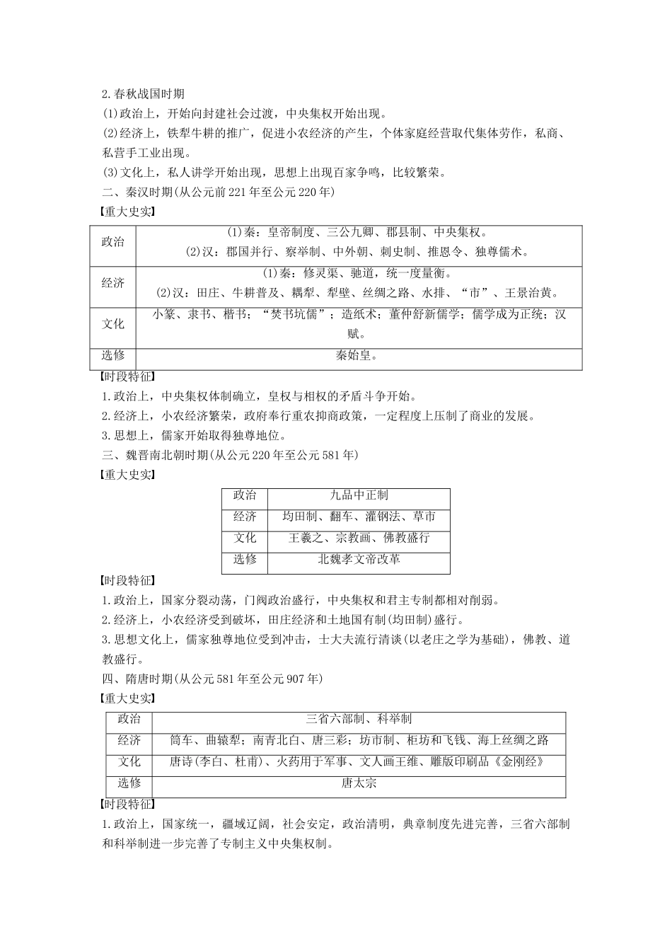 （通史版）高考历史一轮复习 古代史时段大总结讲义-人教版高三全册历史试题_第2页