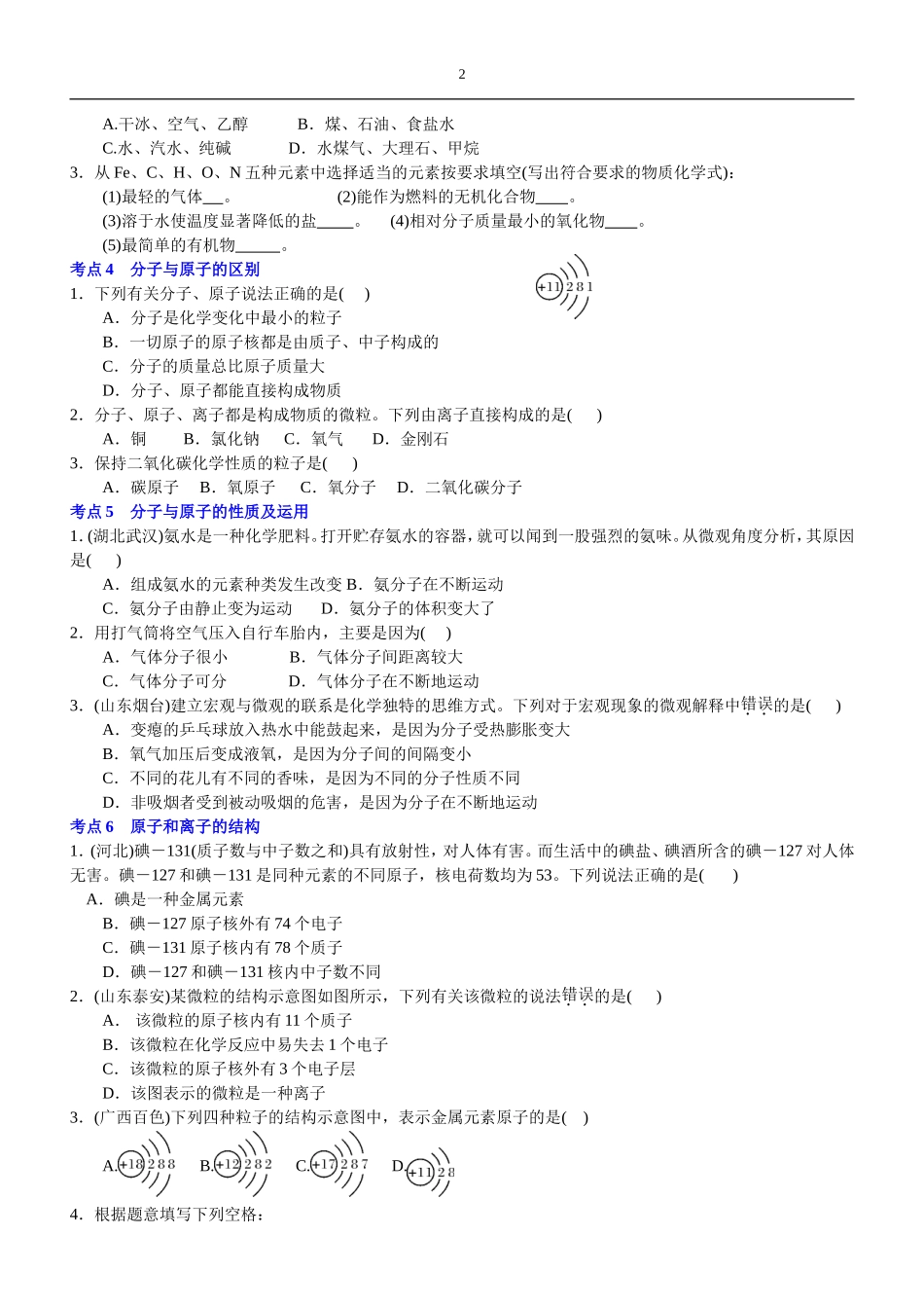 2016年中考化学63个考点1_第2页