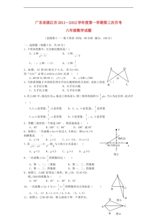 广东省湛江市2011-2012学年八年级数学上学期第三次月考试题-人教新课标版