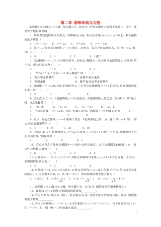高中数学 第二章 圆锥曲线与方程测试题 新人教A版选修2-1-新人教A版高二选修2-1数学试题