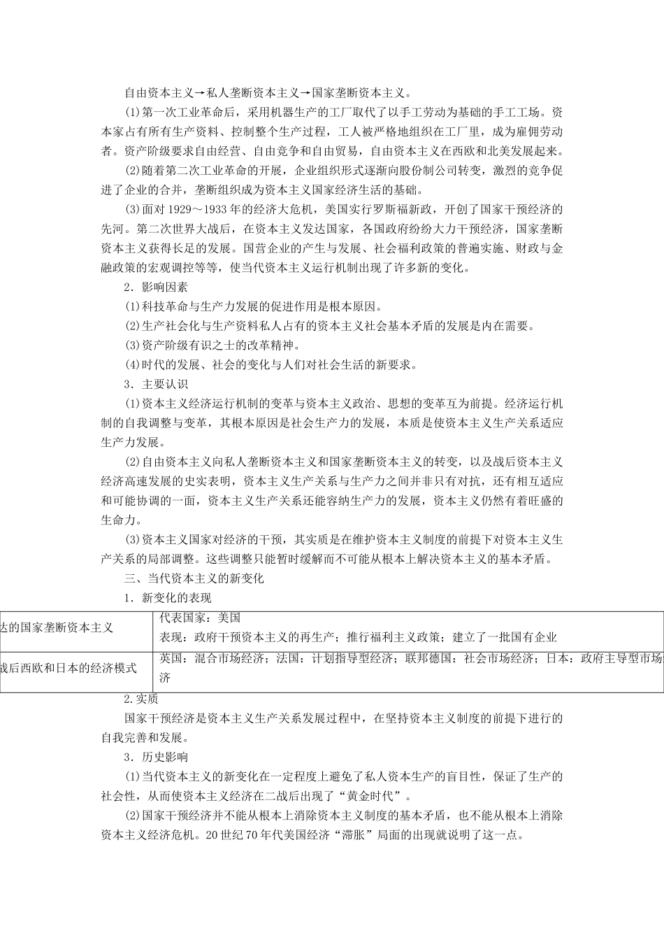 高中历史 专题六 罗斯福新政与当代资本主义学习总结 人民版必修2-人民版高一必修2历史试题_第2页