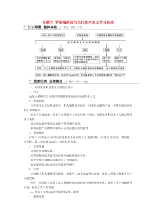 高中历史 专题六 罗斯福新政与当代资本主义学习总结 人民版必修2-人民版高一必修2历史试题