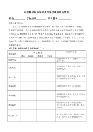 家长对学校满意度问卷(12)