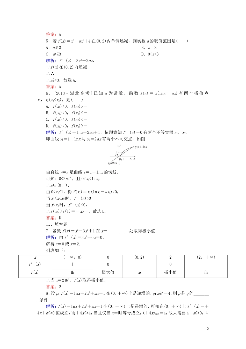 高中数学 第三章 导数及其应用习题课（2）课时作业（含解析）新人教A版选修1-1-新人教A版高二选修1-1数学试题_第2页