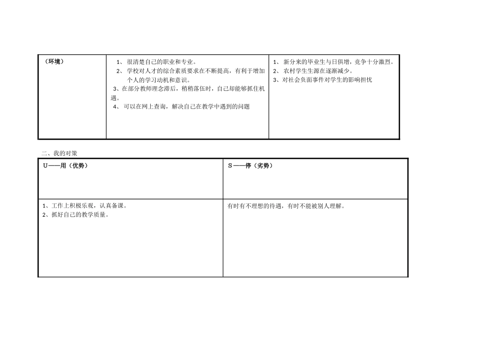 王早江个人自我诊断SWOT分析表_第2页