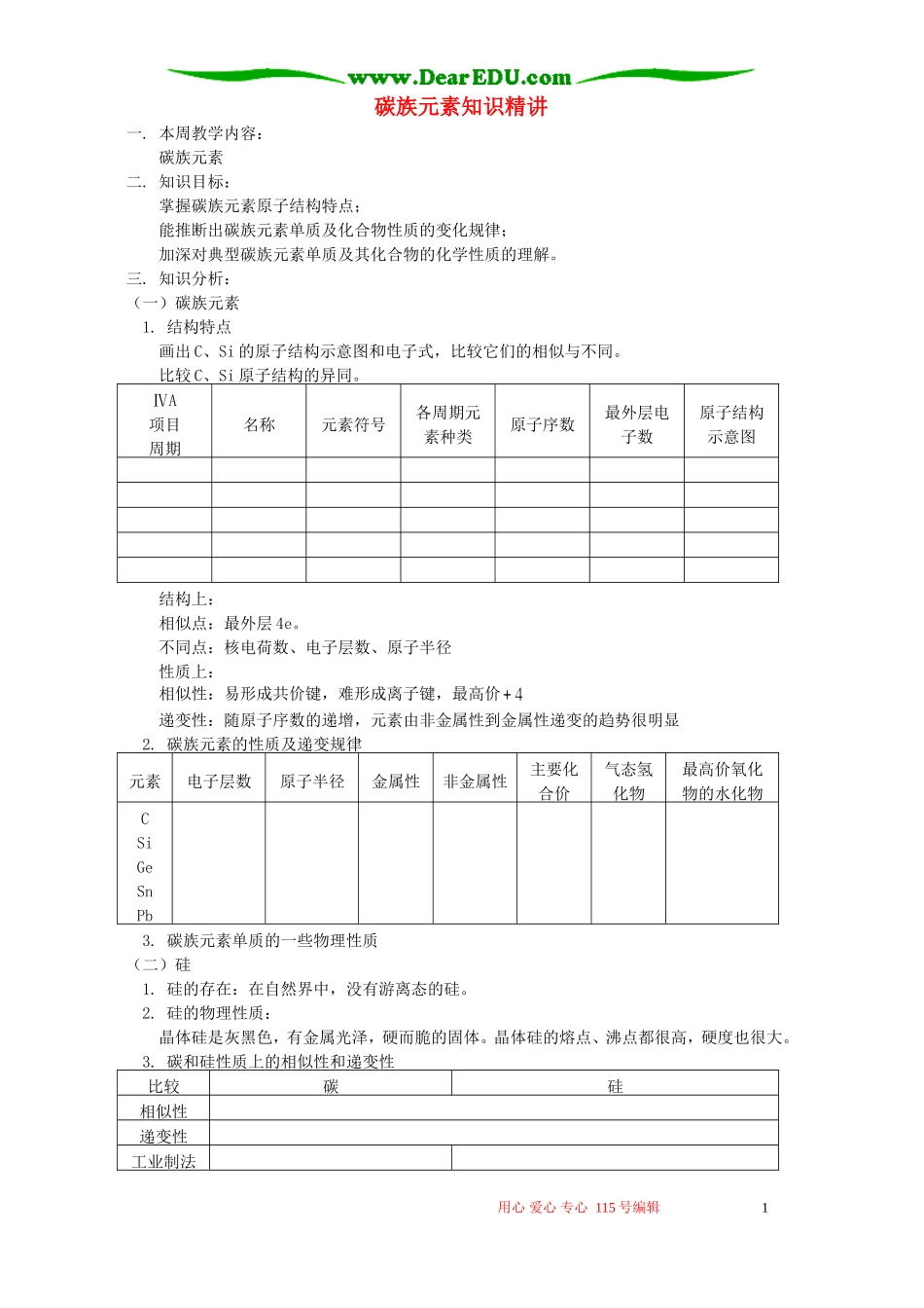 碳族元素知识精讲 人教版_第1页