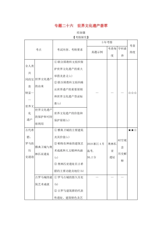 （浙江专版 ）高考历史一轮总复习 专题二十六 世界文化遗产荟萃教师用书（含解析）-人教版高三全册历史试题