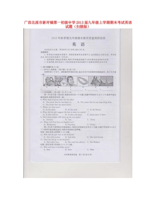广西北流市新圩镇第一初级中学2013届九年级英语上学期期末考试试题(扫描版)