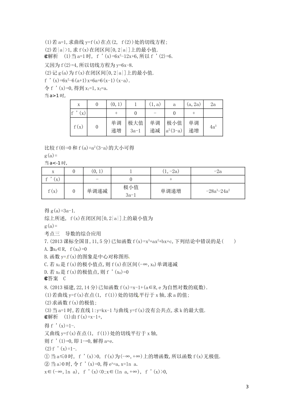 【5年高考3年模拟】(新课标专用)2014高考数学一轮复习-试题分类汇编-导数的应用(B)_第3页