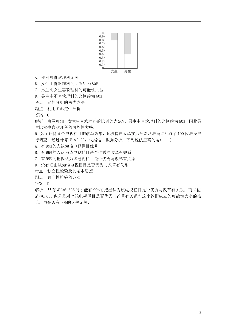 高中数学 第三章 统计案例章末检测试卷 新人教A版选修2-3-新人教A版高二选修2-3数学试题_第2页