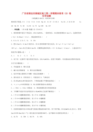 广东省清远市清城区高三化学上学期期末考试试题B卷-人教版高三全册化学试题