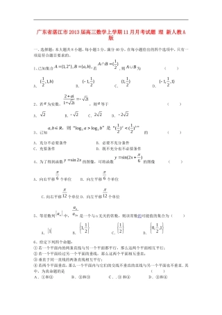 广东省湛江市2013届高三数学上学期11月月考试题-理-新人教A版