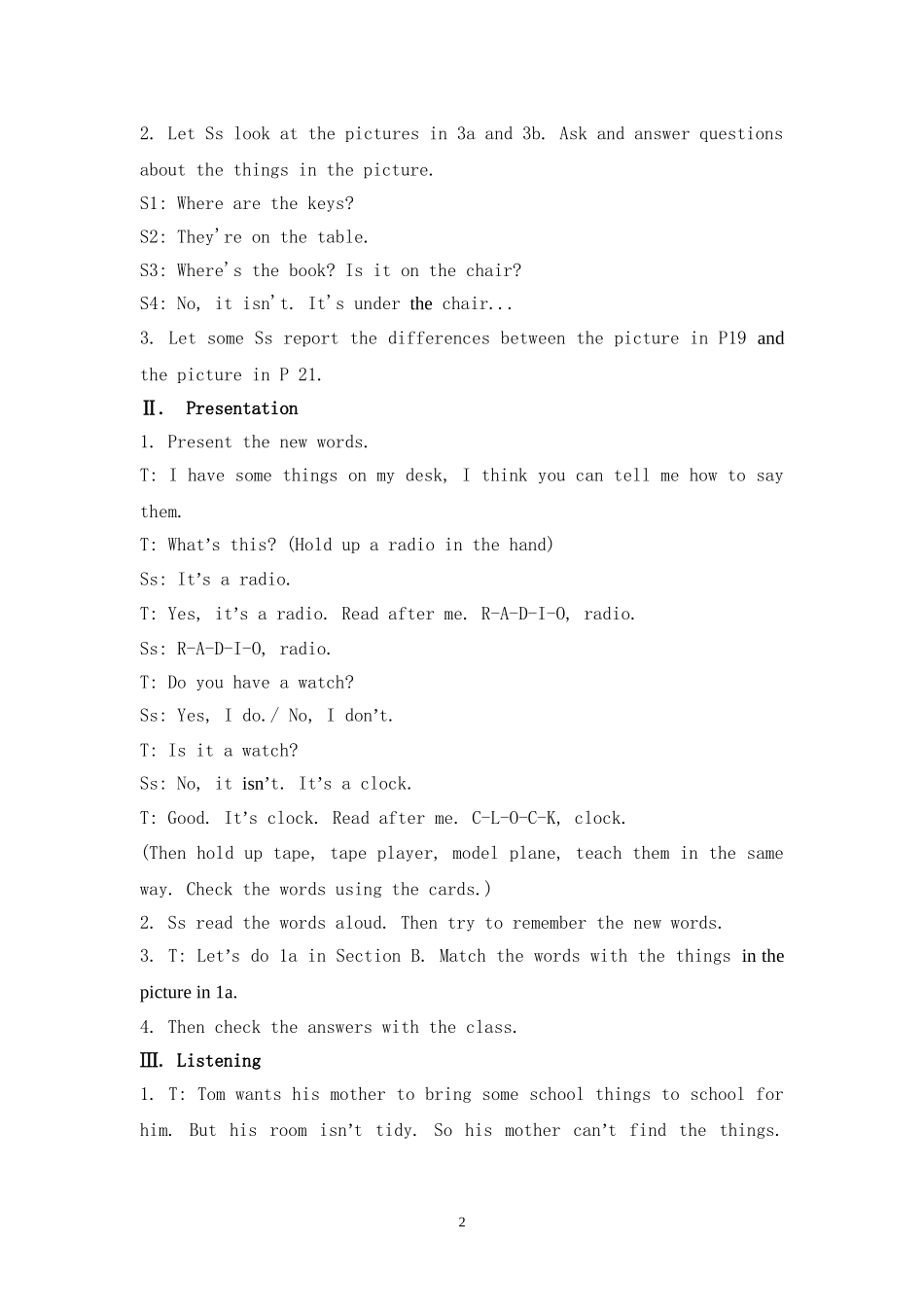 七年级英语下册UNIT2SectionB1a教案_第2页