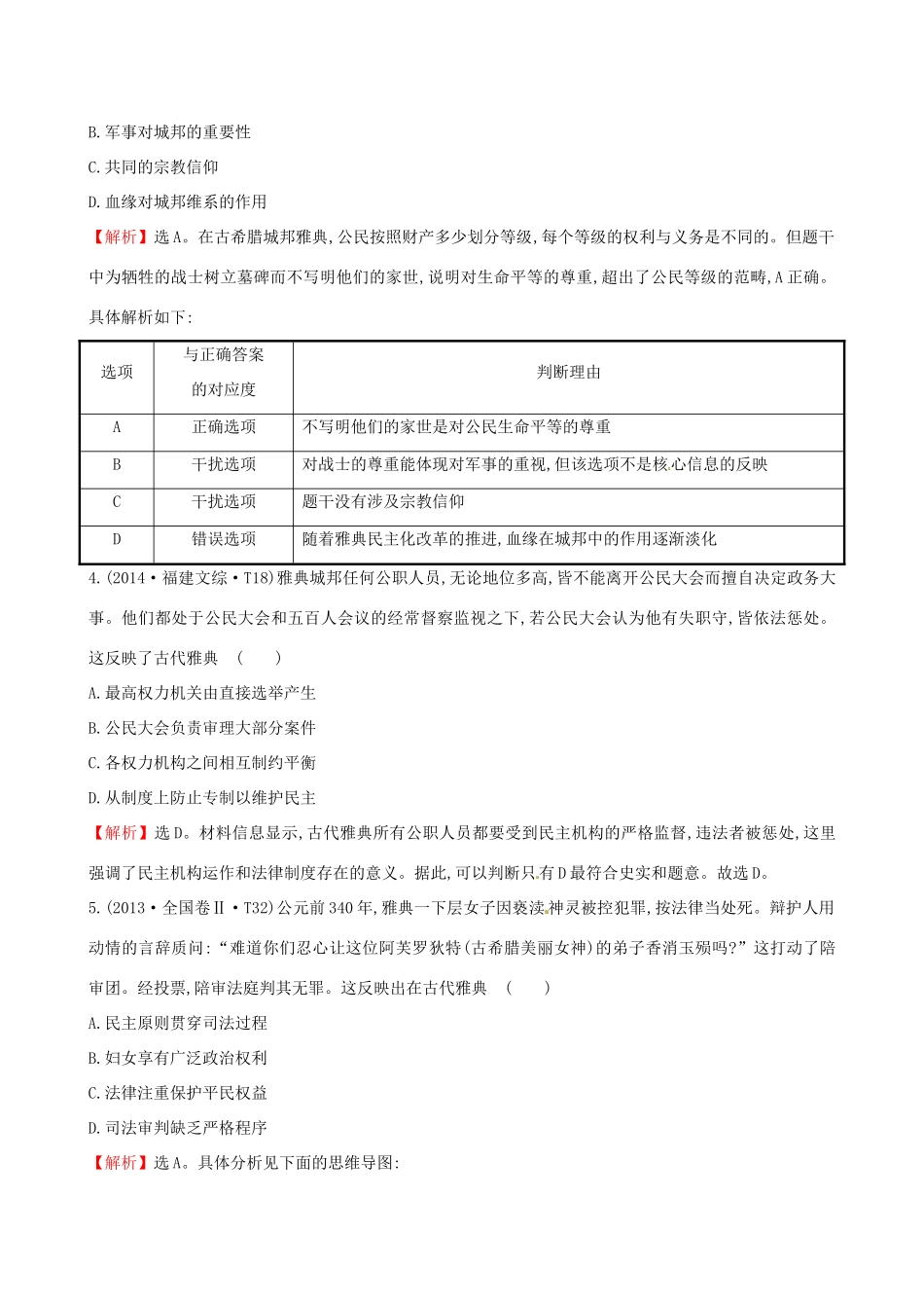 （通史版）高考历史一轮复习（考题演练跟踪检测）第二单元 西方民主政治和社会主义制度的建立 2.5 古代希腊罗马的政治文明 新人教版-新人教版高三全册历史试题_第2页