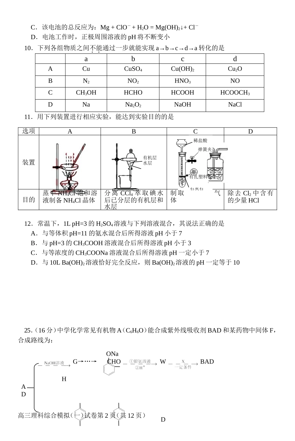 2015.4通州区高三化学一模试题_第2页