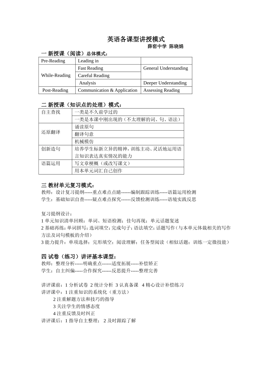 各课型讲授模式_第1页