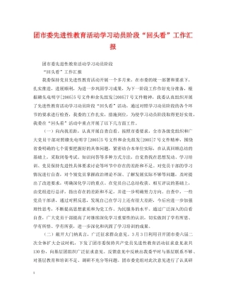 团市委先进性教育活动学习动员阶段“回头看”工作汇报 