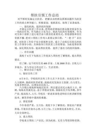 帮扶引领工作总结