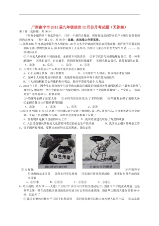 广西南宁市2013届九年级政治12月份月考试题(无答案)