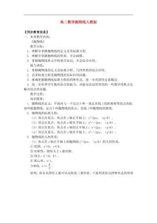 高二数学抛物线(2)人教版