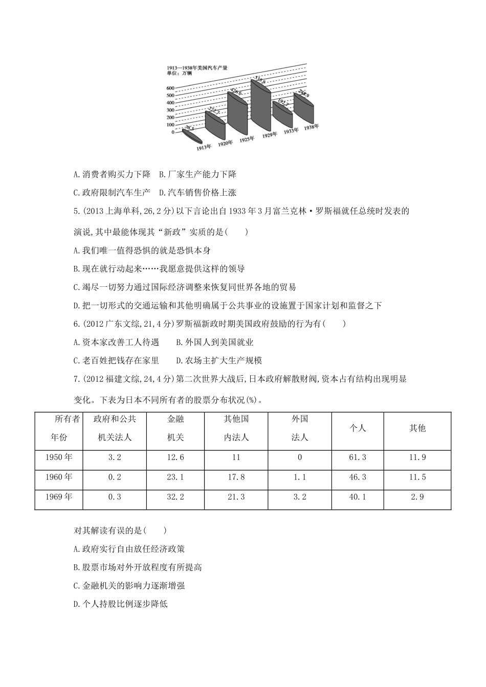 3年高考（新课标）高考历史一轮复习 专题十一 第30讲 罗斯福新政与当代资本主义的新变化-人教版高三全册历史试题_第2页