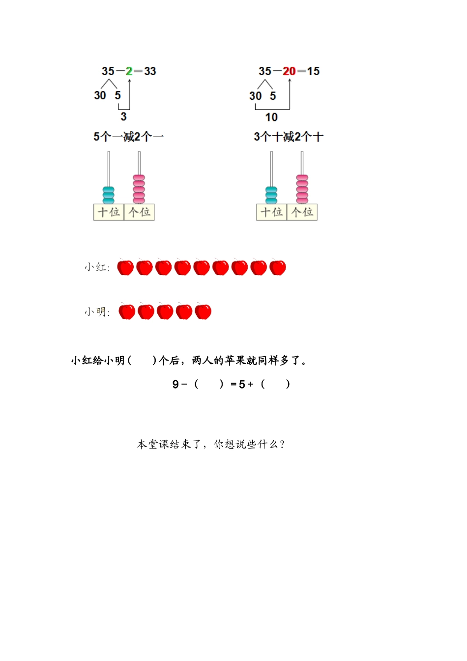 小学数学人教2011课标版一年级两位数减一位数(不退位)和整十数_第2页