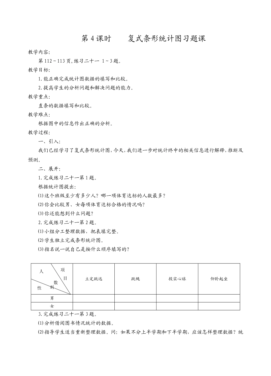 第4课时复式条形统计图习题课_第1页