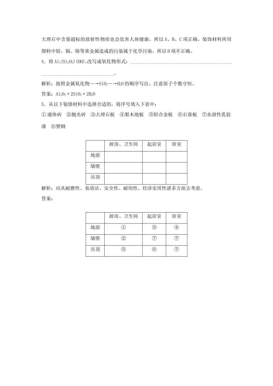 高中化学 主题4 认识生活中的材料 课题3 如何选择家居装修材料作业3 鲁科版选修1-鲁科版高一选修1化学试题_第2页