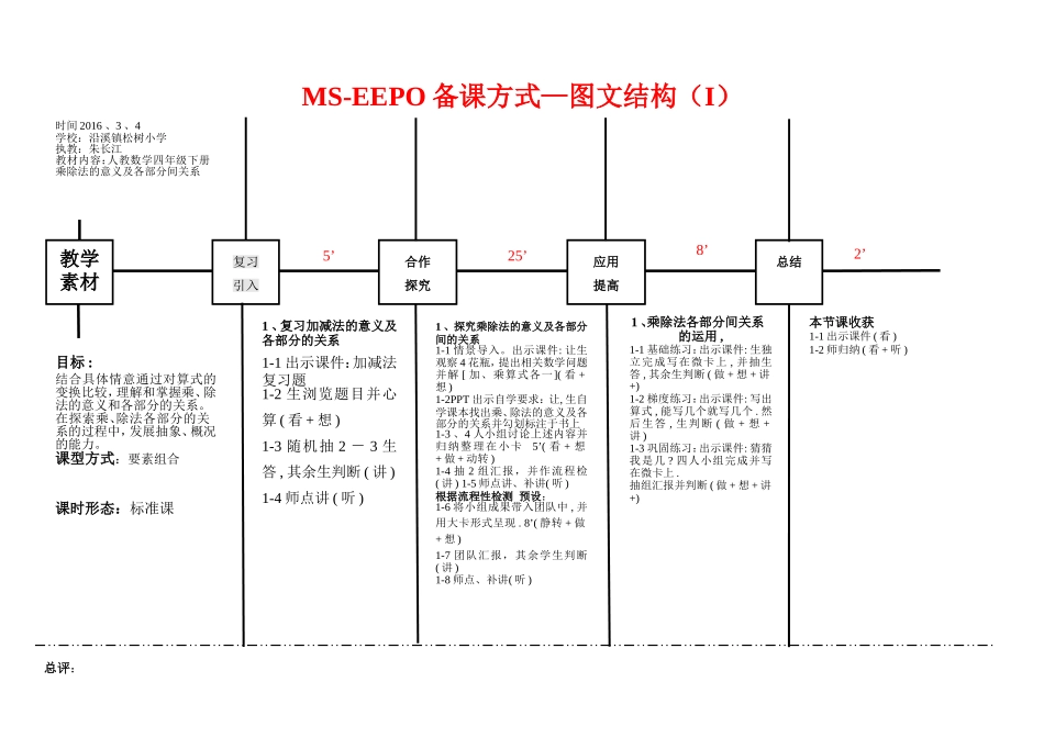 小学人教四年级数学乘除法的意义及各部分间关系_第1页