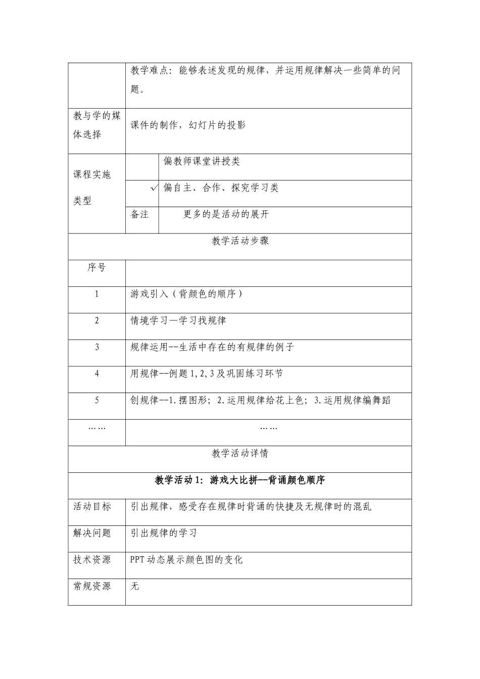 小学数学人教2011课标版一年级找规律教学设计_第2页