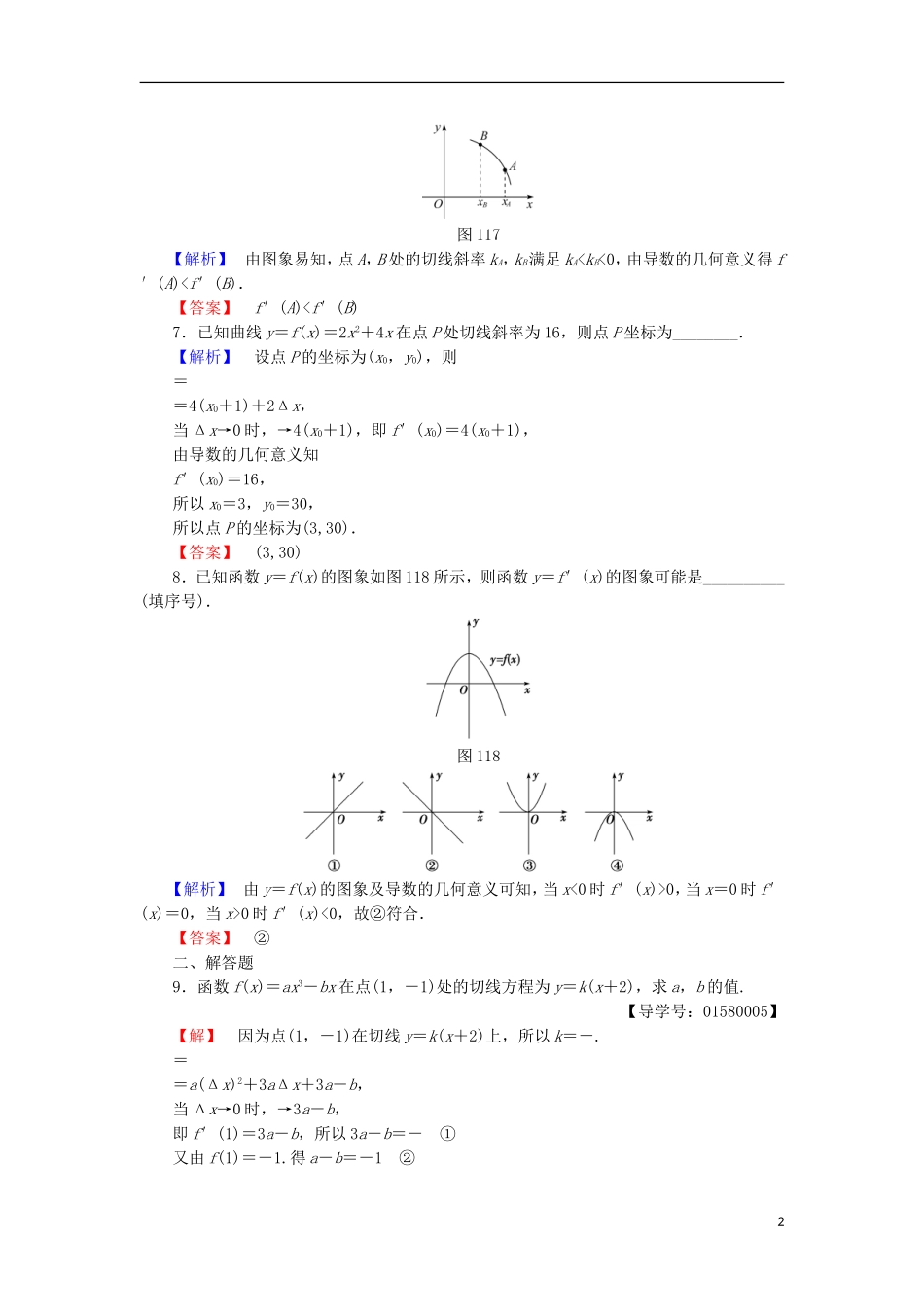 高中数学 第一章 导数及其应用 1.1.2 瞬时变化率——导数学业分层测评 苏教版选修2-2-苏教版高二选修2-2数学试题_第2页