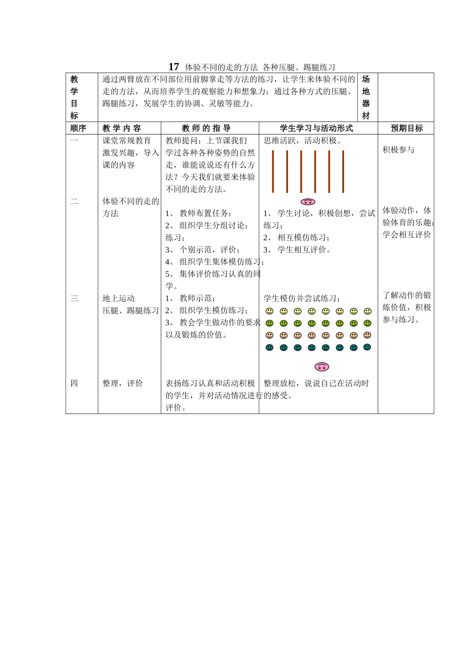 17体验不同的走的方法各种压腿_第1页
