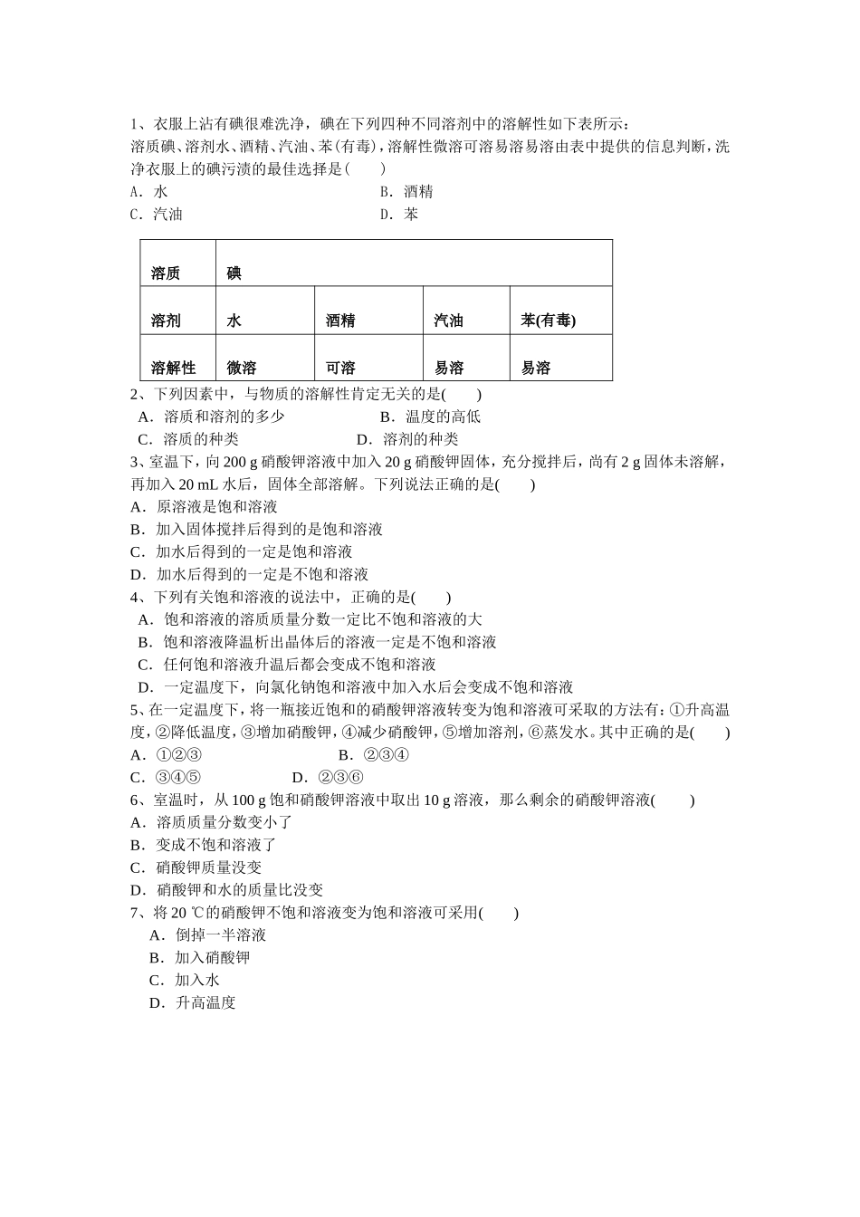 单元2物质的溶解性_第1页