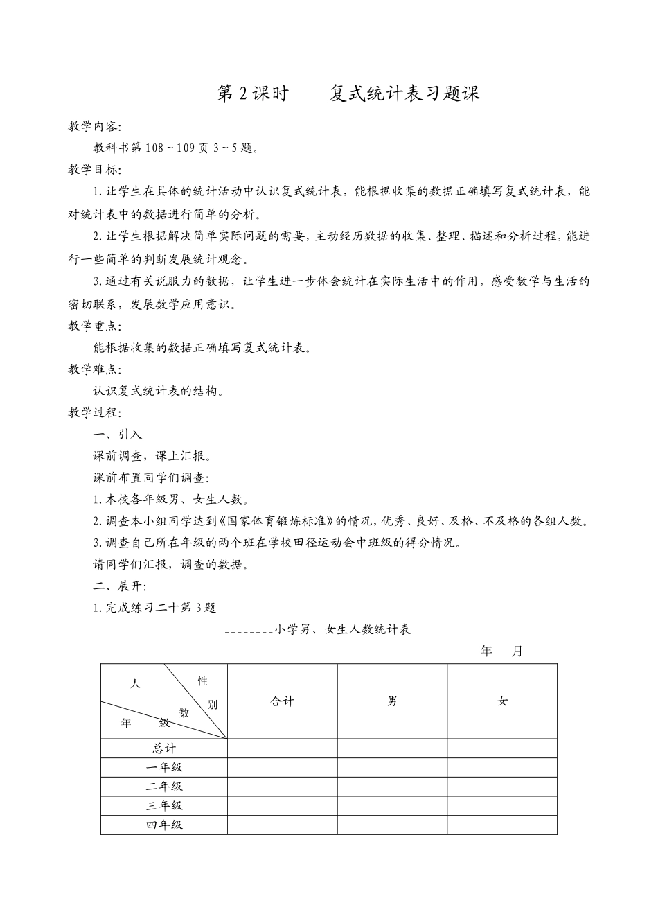 第2课时复式统计表习题课_第1页