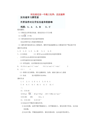 河北省迁安一中高三化学 反应速率 文档练习