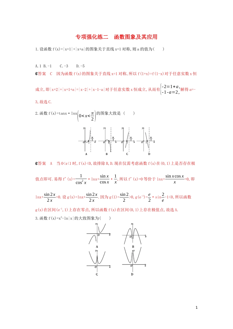 （浙江专用）高考数学大一轮复习 专项强化练二 函数图象及其应用-人教版高三全册数学试题_第1页