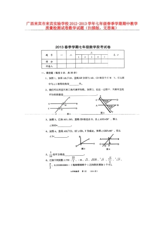 广西来宾市来宾实验学校2012-2013学年七年级数学春季学期期中教学质量检测试题(扫描版-无答案)