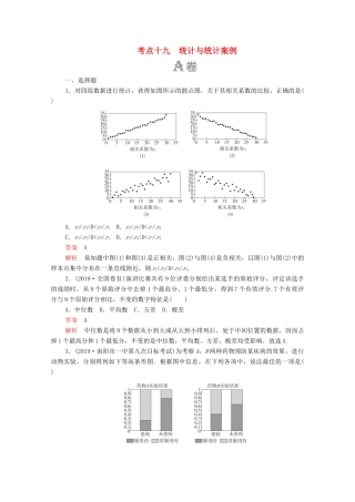 高考数学大二轮复习 刷题首选卷 第一部分 刷考点 考点十九 统计与统计案例 文-人教版高三全册数学试题
