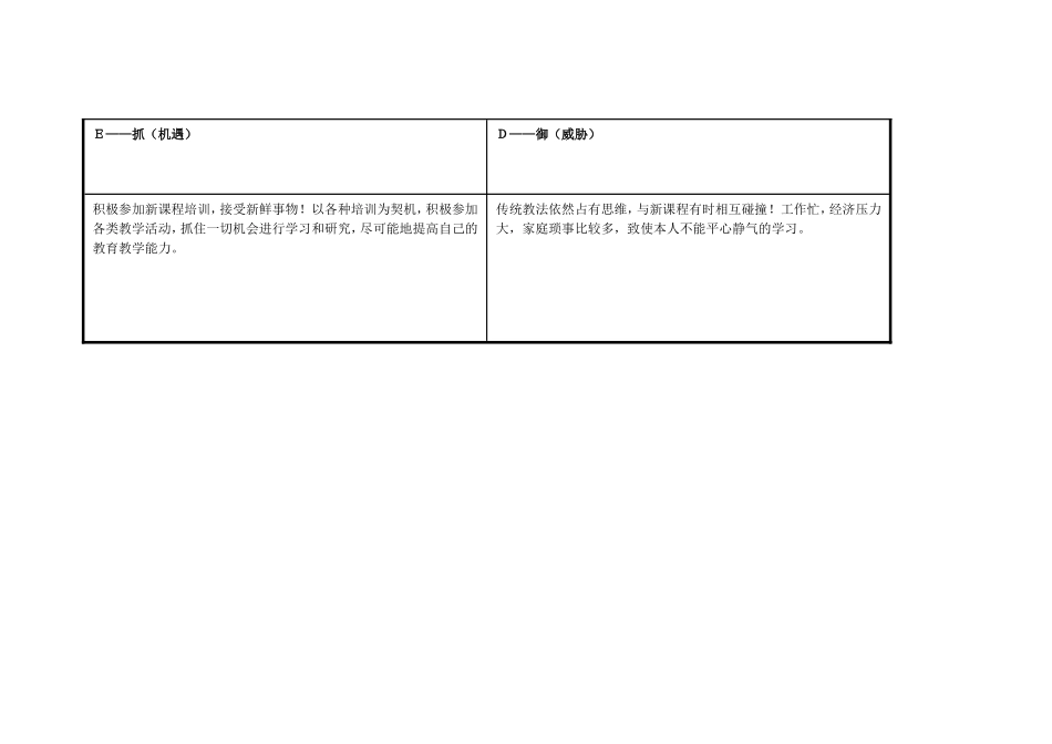 王芳个人自我诊断SWOT分析表_第3页