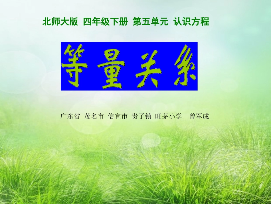 小学数学北师大2011课标版四年级等量关系教学_第1页