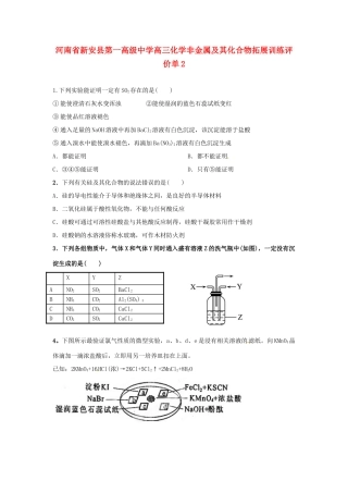 河南省新安县第一高级中学高三化学 非金属及其化合物拓展训练评价单1