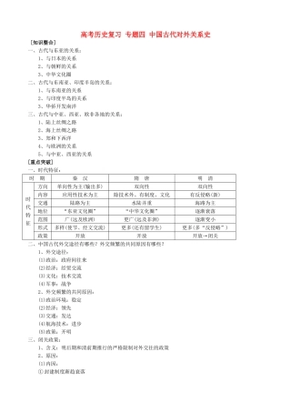 高考历史复习 专题四 中国古代对外关系史