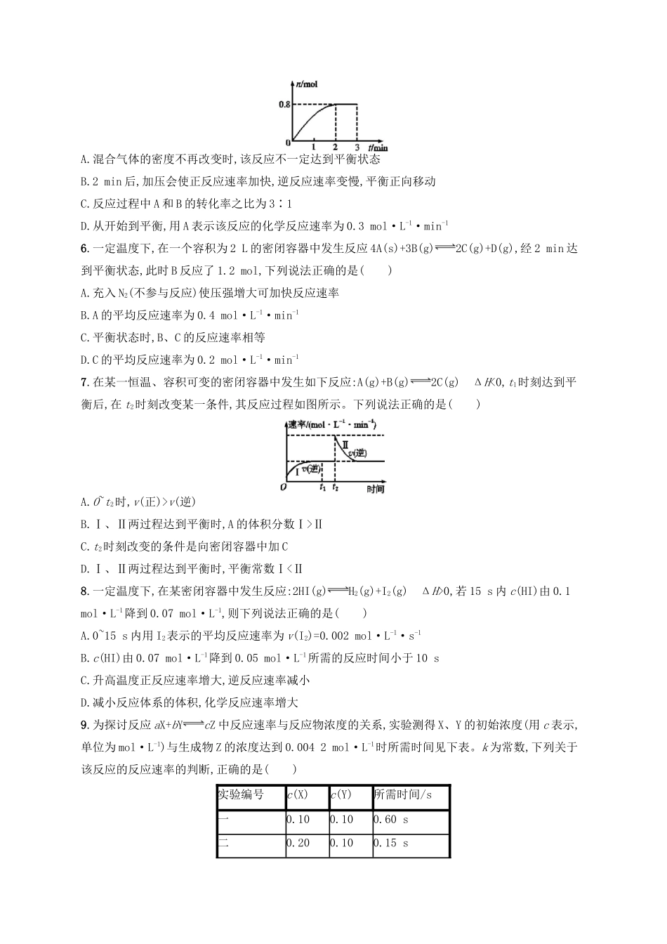 广西高考化学一轮复习 考点规范练19 化学反应速率及影响因素 新人教版-新人教版高三全册化学试题_第2页