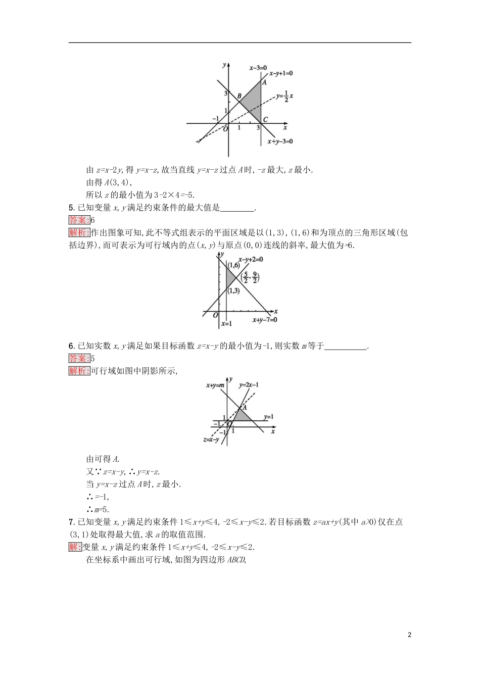 高中数学 第3章 不等式 15 简单的线性规划问题课时训练 苏教版必修5-苏教版高二必修5数学试题_第2页